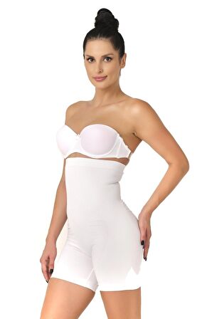 Seamless Uzun Paça Boxer Korse 2007 Beyaz