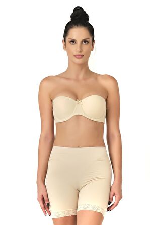 Kadın Ten Paçası Dantelli Silikon Pop-up Korse 2002