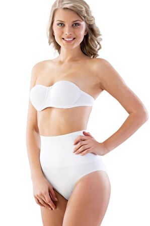 2039 Dikişsiz Iz Yapmaz Çift Kat Slip Korse Beyaz