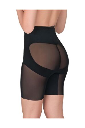 2929 Paçalı Tül Double Korse Siyah