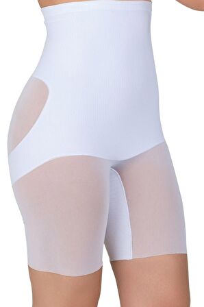 Kadın Paçalı Tül Double Korse Beyaz