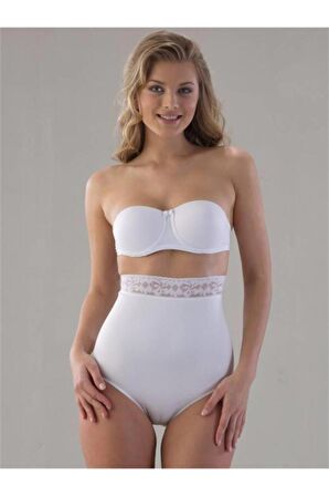 Kadın Beyaz Dikişsiz Beli Dantel Slip Korse 2028