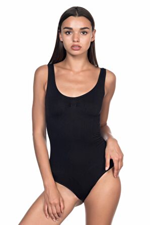 Siyah Kalın Askılı Çıtçıtlı Body Korse 1924