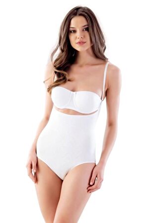 Kadın Beyaz Göğsü Açık Slip Boy Korse 2811