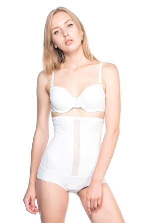 2886 Alttan Agraflı Tül Detaylı Slip Korse