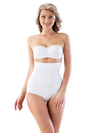 Kadın Beyaz Yüksek Bel Seamless Slip Korse