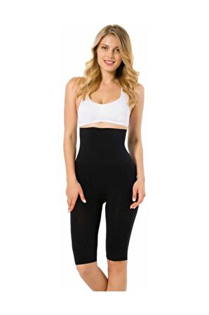 Dikişsiz Uzun Paçalı Duble Boxer Korse Siyah