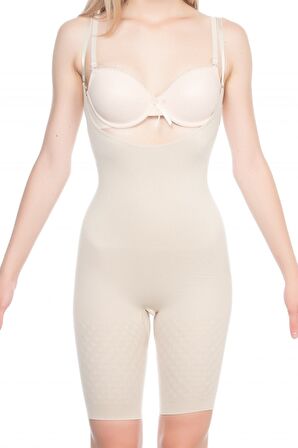 Kadın Ten Göğsü Ve Poposu Açık Paçalı Boy Korse 