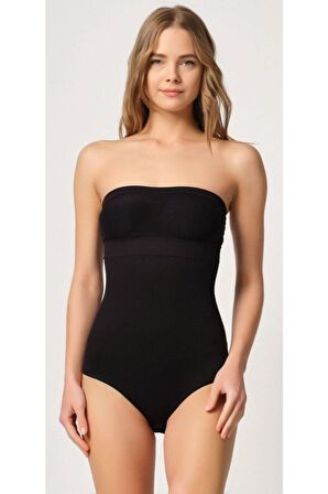 Kadın Siyah Dikişsiz Alttan Çıtçıtlı Slip Korse