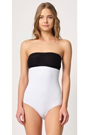 Kadın Beyaz Dikişsiz Alttan Çıtçıtlı Slip Korse