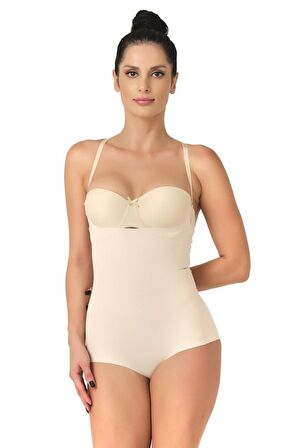 Kadın Bej Lazer Kesim Slip Korse