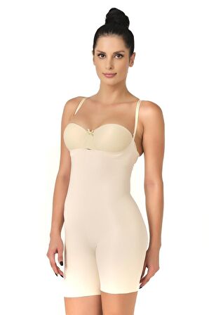 Kadın Ten Lazer Kesim Göğsü Açık Boy Korse