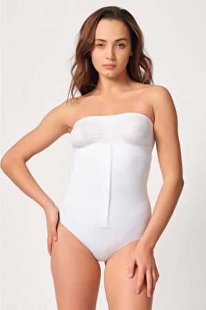 Kadın Beyaz Önden Agraflı Dikişsiz Yüksek Bel Slip Korse 2088