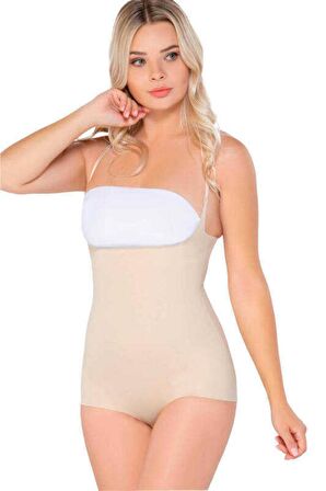 Kadın Ten Lazer Kesim Göğsü Açık Body Korse 2723