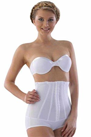 Kadın Beyaz Balenli Mideli Slip Lazer Korse 2824
