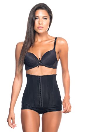 Kadın Siyah Balenli Slip Korse