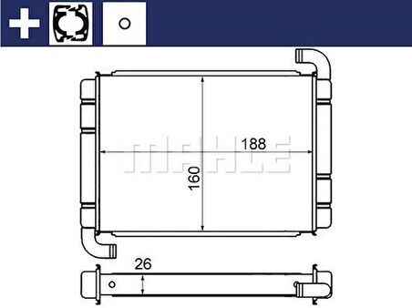 Mahle-Knecht-Behr AH9000S Kalorifer Radyatörü Doblo III Linea Fiorino Pratico Grande Punto Bipper Nemo Corsa D 1.2 1.3 1.3 77363898