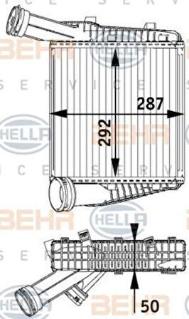 Mahle-Knecht-Behr CI142000P Turbo Radyatörü Intercooler Volkswagen Touareg 2.5 R5 TDI 03-10 3.0 V6 TDI 10 Q7 3 0TDI 07 287X292X 7P0145804A