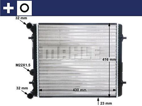 Mahle-Knecht-Behr CR367000S Motor Radyatörü 430x414.5x23 Bora Leon Golf IV 99-06 Toledo 00-02 Octavia 99-08 1.4L 1.6L Manuel 1J0121253K