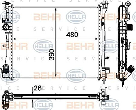 Mahle-Knecht-Behr CR947000S Motor Radyatör Clio II Thalia 1.5DCI 09-Mekanik Klimalı 1 Sıra Alb Sistem 479x389x25 8200245596