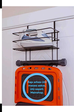 MAİN SHOP Kapı Arkası Ütü Ve Ütü Masası Askısı Ütü Düzenleyici Raf Paslanmaz Metal