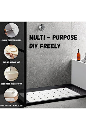 MAİN SHOP Kokusuz Banyo Paspası Makinede Yıkanabilir Banyo Paspası Silikon Katlanabilir 45 x 70 Cm