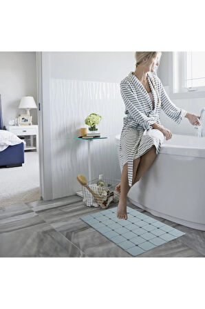 MAİN SHOP Kaydırmaz Vantuzlu Yumuşak Katlanabilir Aqua Luxe Banyo Paspası 45 x 70 Cm