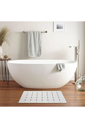 MAİN SHOP Katlanabilir Aqua Luxe Banyo Paspası Kaydırmaz Vantuzlu Yumuşak 45 x70 Cm