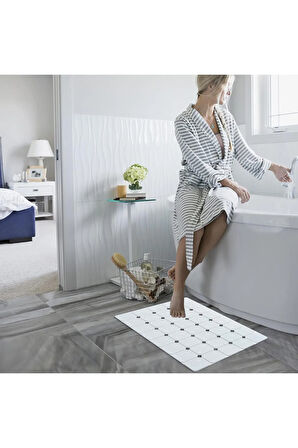 MAİN SHOP Kaydırmaz Vantuzlu Yumuşak Katlanabilir Aqua Luxe Banyo Paspası 45 x 70 Cm