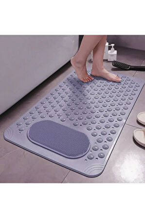 MAİN SHOP 1 Adet Gri Renk Banyo Duş Ve Küvet Kaydırmazı Vantuzlu Paspas 36 X 69,5 cm