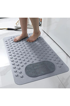 MAİN SHOP 1 Adet Gri Renk Banyo Duş Ve Küvet Kaydırmazı Vantuzlu Paspas 36 X 69,5 cm