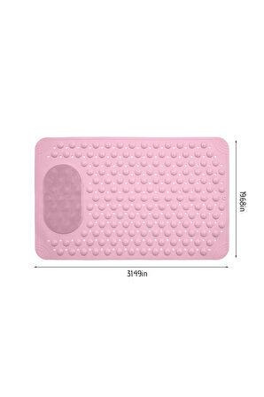 MAİN SHOP 1 Adet Pembe Renk Silikon Kaymaz Tabanlı  Banyo Paspası Duş Kaydırmazı Vantuzlu 36 X 69,5 cm