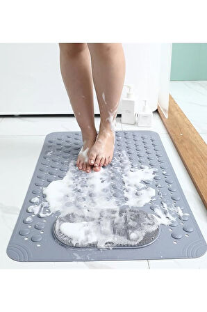 MAİN SHOP 1 Adet Antrasit Renk Vantuzlu Banyo Ve Duş Kaydırmaz Paspası 36 X 69,5 cm