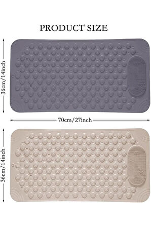 MAİN SHOP 1 Adet Antrasit Renk Vantuzlu Banyo Ve Duş Kaydırmaz Paspası 36 X 69,5 cm