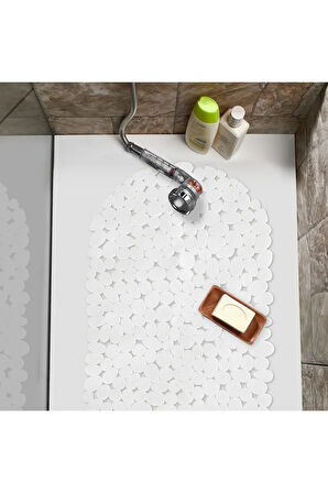 MAİN SHOP 1 ADET BEYAZ Banyo Duş Ve Küvet Kaydırmazı Vantuzlu Paspas 34x68 cm