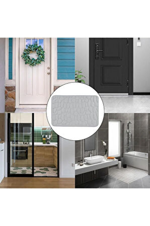 MAİN SHOP 1 Adet Çakıl Taşı Kabartmalı Banyo Matı, Makine Yıkanabilir Banyo Halısı