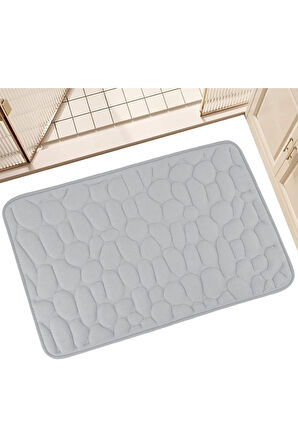MAİN SHOP 1 Adet Çakıl Taşı Kabartmalı Banyo Matı, Makine Yıkanabilir Banyo Halısı