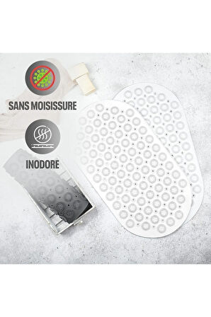 MAİN SHOP Masajlı Silikon Banyo Paspası Vantuzlu Banyo Ve Duş Kaydırmazı Beyaz Renk