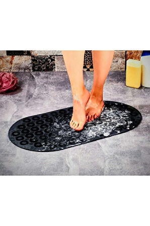 MAİN SHOP Masajlı Silikon Banyo Paspası Vantuzlu Banyo Ve Duş Kaydırmazı Siyah Renk