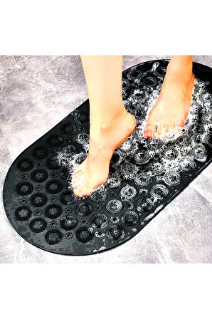 MAİN SHOP Masajlı Vantuzlu Banyo & Duş Kaydırmazı Paspası Siyah Renk