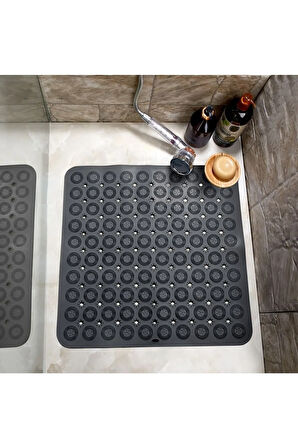 MAİN SHOP Kare Masajlı Silikon Banyo & Duş Kaydırmazı Antrasit Renk 2 Adet