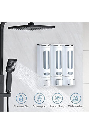 MAİN SHOP 3 ADET  Sıvı Sabunluk 400 ml Duvara Monte Duş Sabun Şampuan Dispenseri Mutfak Banyo Sabunluğu