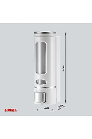 MAİN SHOP 400 ml Duvara Monte Manuel Sabunluk Banyo , Mutfak El Sıvı Şampuan Duş Jeli Dispenseri 1 ADET BEYAZ