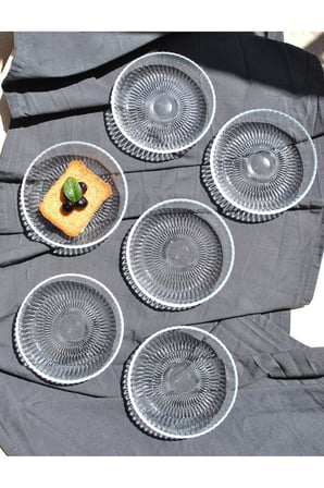 6'lı Cam Kase Mini Kahvaltılık Çerezlik Meze Tabağı 12 Cm İkramlık- Majestik