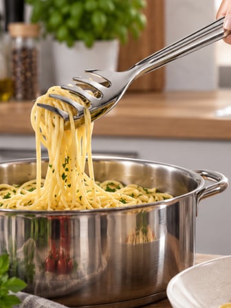 BEYLİNİ Paslanmaz Çelik Makarna Maşası 22 CM Salata Servis Maşası Metal Spagetti Mutfak Maşası