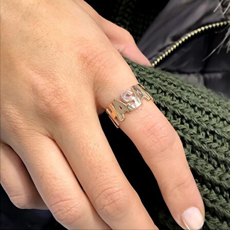 İki 2 İsimli Alyans Rosegold Tasarım Gümüş Kadın Yüzük