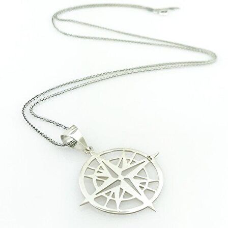 Özel Tasarım Pusula Harfli Gümüş Kolye