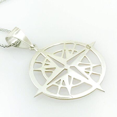 Özel Tasarım Pusula Harfli Gümüş Kolye