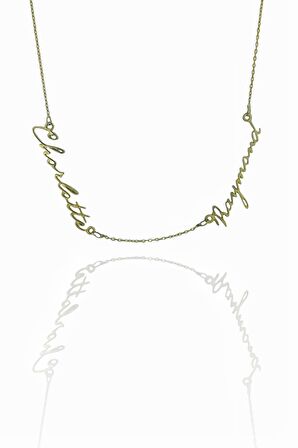 Özel İmza Yazı Karakteri İki İsimli 925 Gümüş Kolye