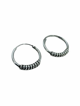 18 mm Oksitli Spor Taşsız Unisex 925 Gümüş Halka Küpe